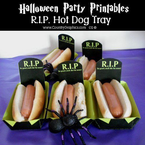 Halloween Printable RIP HOT DOG TRAYS