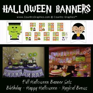 Halloween Banners - Magic Brews, Happy Halloween, Happy Birthday