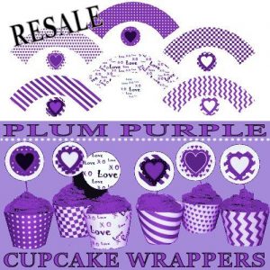 RESALE Printable Cupcake Wrappers Purple