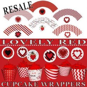 RESALE Printable Cupcake Wrappers Red
