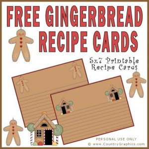 Free Printables Gingerbread Recipe Card - Free Gingerbread Recipe Cards - personal use
