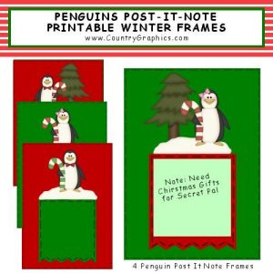 Post It Note Frames Winter Penguins