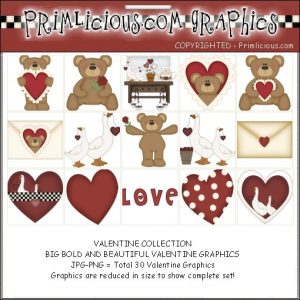 Valentines Day Teddy Bear Clipart Graphic Set