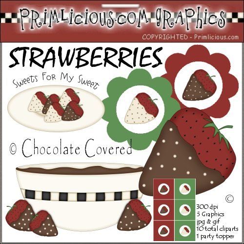 Chocolate Covered Strawberries Clipart Set