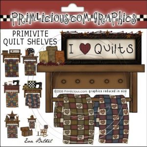 Primitive Quilt Shelves Clipart Graphics