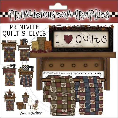 Primitive Quilt Shelves Clipart Graphics