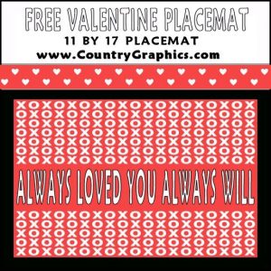 FREE Printable Valentines Placemat