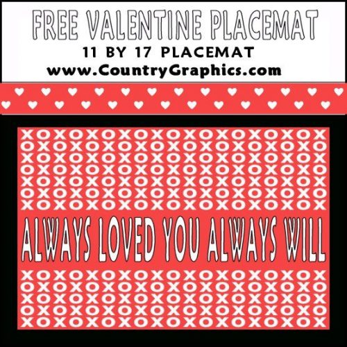 FREE Printable Valentines Placemat