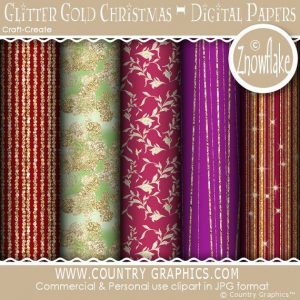 Glitter Gold Christmas Digital Papers