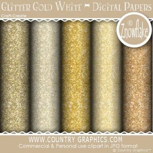 Glitter Gold White Digital Papers