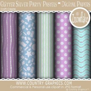 Glitter Silver Party Pastels Digital Papers