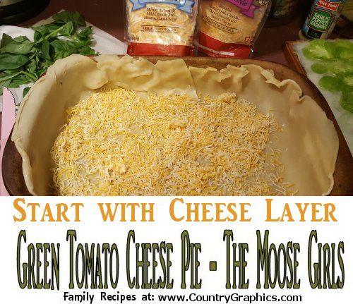 start with cheese layer - savory green tomatoe pie