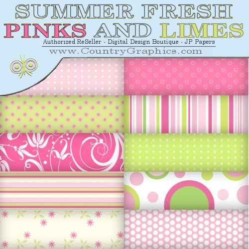 Summer Fresh Pinks Limes Digital Papers