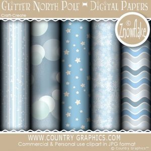 Glitter North Pole Digital Papers