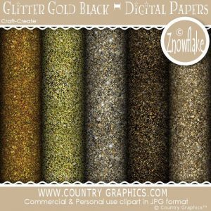 Glitter Gold Black Digital Papers