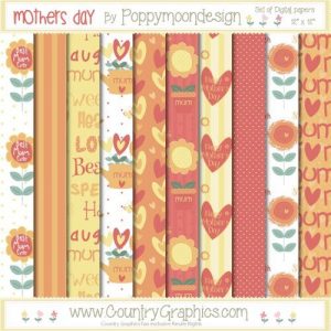 Mothers Day Digital Papers Orange Yellows