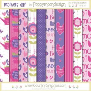 Mothers Day Digital Papers Purples Pinks