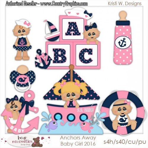 Ahoy Its a Girl Nautical Clipart Set