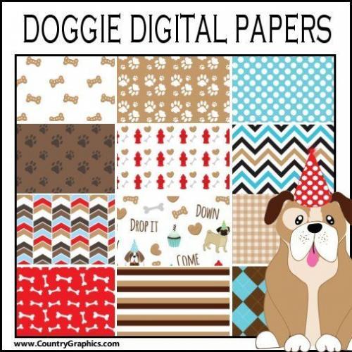 Happy Birthday Dog Digital Papers