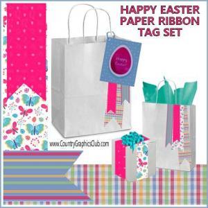 Spring Paper Ribbon Easter Tags