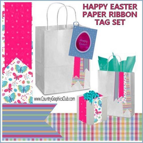 Spring Paper Ribbon Easter Tags