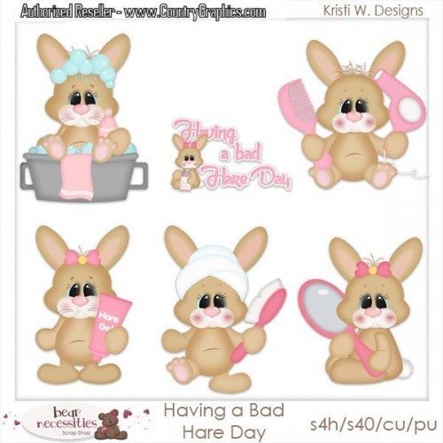 Baby Bunny Having Bad Hare Day Clipart Set