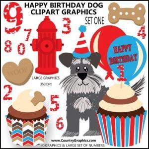 Happy Birthday Dog Clipart Graphics 001