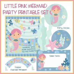 Pink Mermaid Party Printables Kit